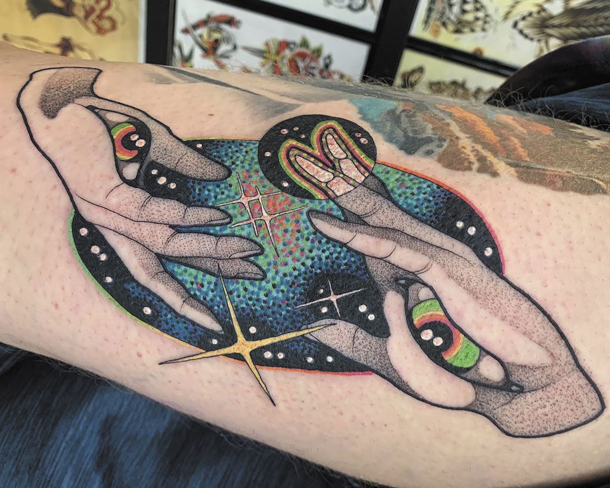 Space tattoo by Dino Falkfino @ Falken Owl Tattoo, Lakewood CO. : r/tattoos